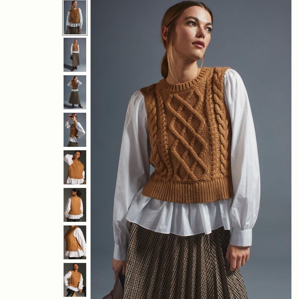 Anthropologie Sweater Vest & Blouse Layered Top